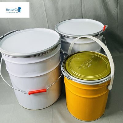 satın al 0.35mm beyaz kaplama metal kovası 5 litrelik kilitli yüzük kovası ile online manufacture