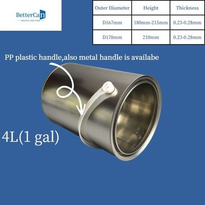 Kimyasal Kaplama Depolama için 3 Litre / 5 Litre Boya Teneke Kutular Yuvarlak Metal Teneke Kutu