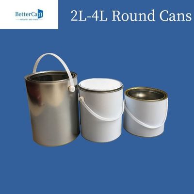 Kimyasal Kaplama Depolama için 3 Litre / 5 Litre Boya Teneke Kutular Yuvarlak Metal Teneke Kutu