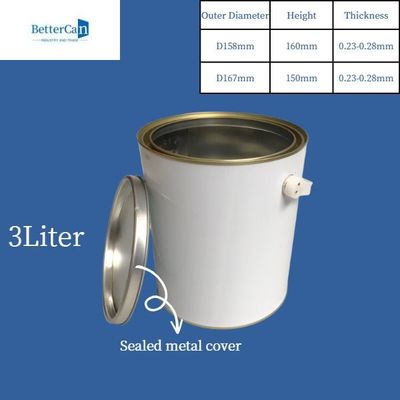Kimyasal Kaplama Depolama için 3 Litre / 5 Litre Boya Teneke Kutular Yuvarlak Metal Teneke Kutu