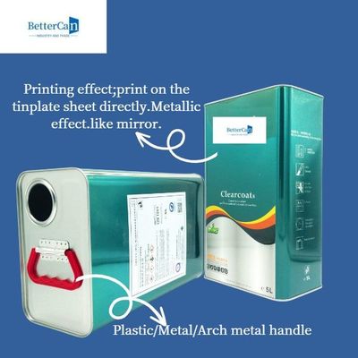 Kare 5L Metal Kutu, Tiner Kaplama Sertleştirici İçin Boş Boya Galon Kutuları