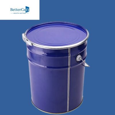 Mavi 5 Galon Metal Boya Kovası, Saplı Yuvarlak Metal Kova