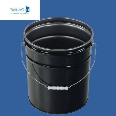 0.32mm-0.43mm Metal Boya Kovası 20l Siyah Kapaklı Kova
