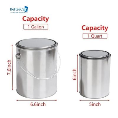 Solvent Kaplama için 1 Litre Boya Teneke Kutular Yuvarlak Boş Quart Kutuları