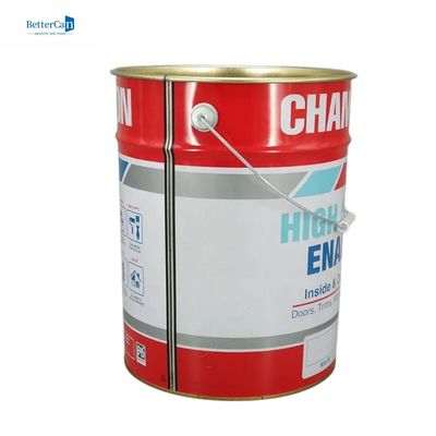Beyaz 20L Metal Boya Kovası 5 Gallon Metal Teneke Kovası Kilitli Yüzüklü Kauçuk Plaketi