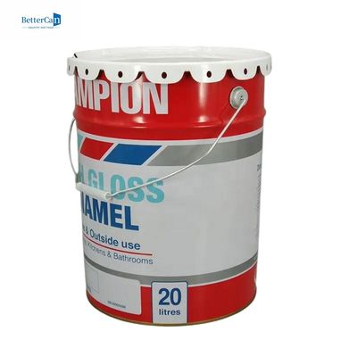 Beyaz 20L Metal Boya Kovası 5 Gallon Metal Teneke Kovası Kilitli Yüzüklü Kauçuk Plaketi