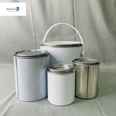 4 litre yuvarlak teneke kova ahşap kaplama paketi 1 galon OEM boş boya kutuları