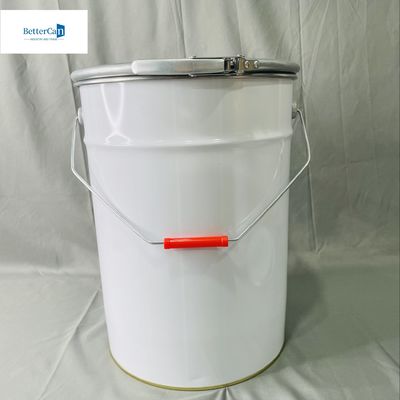 5 Gallon Tin Bucket With Lock Ring Beyaz Kaplı Baskı CMYK 20 Litre OEM Paketi