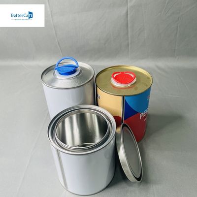 Hava geçirmez 1 litrelik boya teneke kutuları plastik kapağı ile küçük CMYK baskı