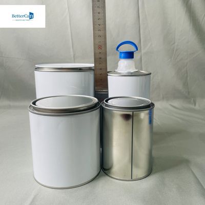 0.28mm Kalınlığı Beyaz Yuvarlak Boya Üçlü Sıkı Kapaklı Teneke Kutular 1 Litre Kare Boş Teneke Kutu
